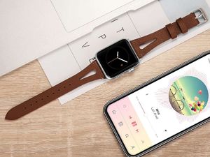Alogy Alogy Elegancki pasek skórzany Leather do Apple Watch 42/44/45mm Brązowy uniwersalny 5