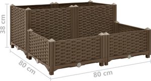 vidaXL Donica do podniesionej rabaty, 80x80x38 cm, polipropylen 6