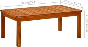vidaXL Ogrodowy stolik kawowy, 90x50x36 cm, lite drewno akacjowe 7