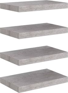 vidaXL Półki ścienne, 4 szt., szarość betonu, 40x23x3,8 cm, MDF 2