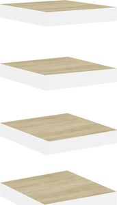 vidaXL Półki ścienne, 4 szt., dębowo-białe, 23 x 23,5 x 3,8 cm, MDF 2