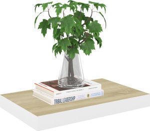 vidaXL Półki ścienne, 2 szt., dębowo-białe, 40 x 23,5 x 3,8 cm, MDF 3
