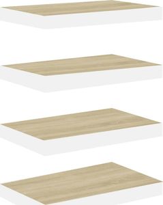 vidaXL Półki ścienne, 4 szt., dębowo-białe, 40 x 23,5 x 3,8 cm, MDF 2