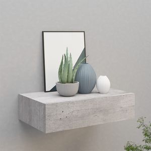 vidaXL Półka ścienna z szufladą, szarość betonu, 40x23,5x10 cm, MDF 1