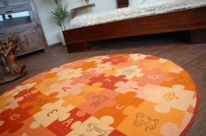 Dywany Łuszczów Dywan dziecięcy PUZZLE oranż koło, koło 100 cm 1
