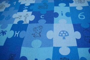 Dywany Łuszczów Dywan dziecięcy PUZZLE niebieski, 100x500 cm 1