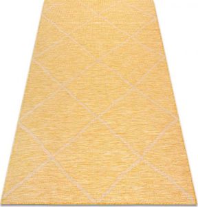 Dywany Łuszczów Dywan SZNURKOWY SIZAL płaskotkany PATIO 3075 romby żółty / beż, 175x270 cm 1