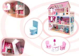 Kontext Domek dla lalek Różowa Willa 70cm + mebelki i LED 2