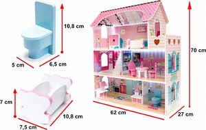 Kontext Domek dla lalek Różowa Willa 70cm + mebelki i LED 4