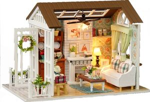 Kontext Domek dla lalek drewniany salon model do złożenia LED 1