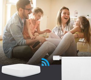 Acurel Głowica termostatyczna z metalową nakrętką WiFi HY368 z centralą sterowania + 2x bateira Varta AA 12