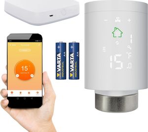 Acurel Głowica termostatyczna z metalową nakrętką WiFi HY368 z centralą sterowania + 2x bateira Varta AA 2