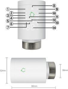 Acurel Głowica termostatyczna z metalową nakrętką WiFi HY368 z centralą sterowania + 2x bateira Varta AA 6