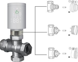 Acurel Głowica termostatyczna z metalową nakrętką WiFi HY368 z centralą sterowania + 2x bateira Varta AA 8