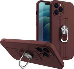 Hurtel Ring Case silikonowe etui z uchwytem na palec i podstawką do iPhone 11 Pro Max brązowy 1