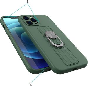 Hurtel Ring Case silikonowe etui z uchwytem na palec i podstawką do iPhone 13 Pro czarny 3