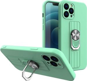 Hurtel Ring Case silikonowe etui z uchwytem na palec i podstawką do Xiaomi Redmi Note 10 / Redmi Note 10S miętowy 1