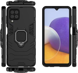 Hurtel Ring Armor pancerne hybrydowe etui pokrowiec + magnetyczny uchwyt Samsung Galaxy A22 4G czarny 6