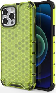 Hurtel Honeycomb etui pancerny pokrowiec z żelową ramką iPhone 13 Pro Max zielony 1
