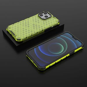 Hurtel Honeycomb etui pancerny pokrowiec z żelową ramką iPhone 13 Pro Max zielony 13