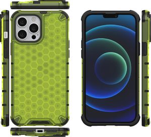 Hurtel Honeycomb etui pancerny pokrowiec z żelową ramką iPhone 13 Pro Max zielony 2