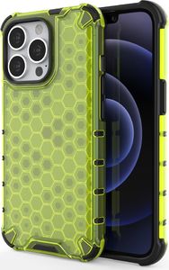 Hurtel Honeycomb etui pancerny pokrowiec z żelową ramką iPhone 13 Pro zielony 1