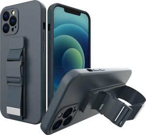 Hurtel Rope case żelowe etui ze smyczą łańcuszkiem torebka smycz iPhone SE 2020 / iPhone 8 / iPhone 7 granatowy 1