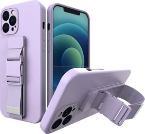 Hurtel Rope case żelowe etui ze smyczą łańcuszkiem torebka smycz iPhone 12 mini fioletowy 1