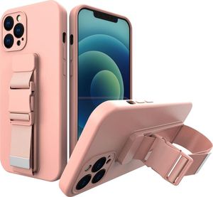 Hurtel Rope case żelowe etui ze smyczą łańcuszkiem torebka smycz iPhone 12 różowy 1