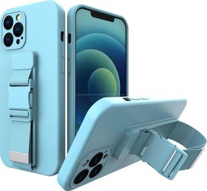 Hurtel Rope case żelowe etui ze smyczą łańcuszkiem torebka smycz iPhone 12 Pro niebieski 1