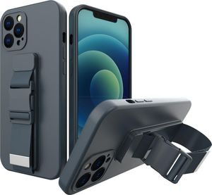 Hurtel Rope case żelowe etui ze smyczą łańcuszkiem torebka smycz Xiaomi Redmi Note 10 Pro granatowy 1