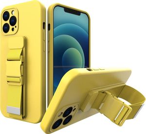 Hurtel Rope case żelowe etui ze smyczą łańcuszkiem torebka smycz Xiaomi Redmi Note 10 Pro żółty 1