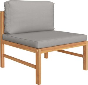 vidaXL 4-cz. zestaw wypoczynkowy do ogrodu, szare poduszki, tekowy 3