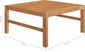 vidaXL 4-cz. zestaw wypoczynkowy do ogrodu, szare poduszki, tekowy 8