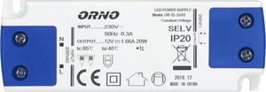 Zasilacz serwerowy Orno Zasilacz płaski do LED 12VDC 15W, IP20 , wysokość 16,5mm 1