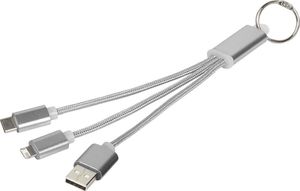 Kabel USB Upominkarnia USB-A - USB-C + Lightning Srebrny 1