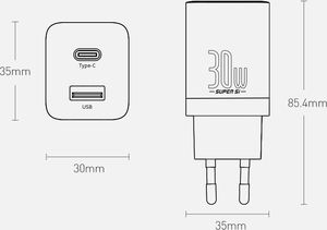 Ładowarka Baseus Super Si Pro 1x USB-A 1x USB-C 3 A (BSU2903BLK) 21