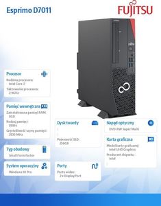 Komputer Fujitsu Esprimo D7011, Core i7-10700, 8 GB, Intel UHD Graphics 630, 256 GB M.2 PCIe Windows 10 Pro 4