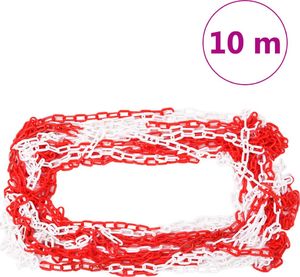 vidaXL Pachołki z łańcuchem 10 m, czerwono-białe 8