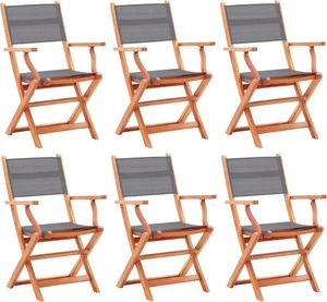 vidaXL Składane krzesła ogrodowe 6 szt. szare, eukaliptus i textilene 1