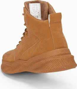 Ombre Buty męskie sneakersy wysokie T380 - camel 43 5
