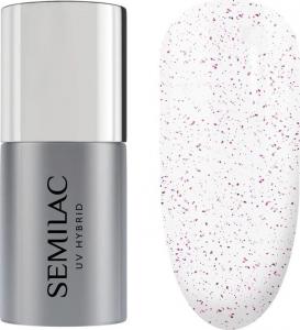 Semilac SEMILAC Top do lakierów hybrydowych No Wipe Blinking - Violet&Rose Flakes 7ml 1