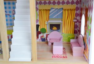 Funfit Drewniany domek dla lalek z oświetleniem LED RGB + 2 lalki (3046) 11