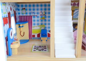 Funfit Drewniany domek dla lalek z oświetleniem LED RGB + 2 lalki (3046) 12