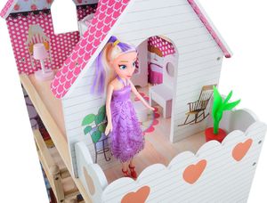 Funfit Drewniany domek dla lalek z oświetleniem LED RGB + 2 lalki (3046) 13