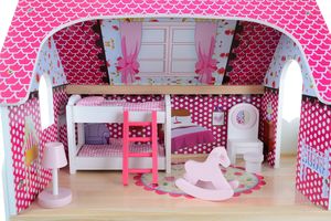 Funfit Drewniany domek dla lalek z oświetleniem LED RGB + 2 lalki (3046) 6