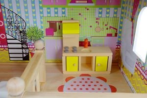 Funfit Drewniany domek dla lalek z oświetleniem LED RGB + 2 lalki (3046) 8