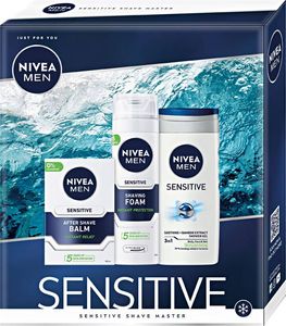 Nivea Men Zestaw prezentowy Sensitive (balsam po goleniu 100 ml + pianka do golenia 200 ml + żel pod prysznic 250 ml 1