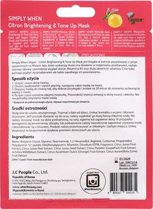 When When Simply Maska na twarz w płacie rozjaśniająco tonizująca - Citron 23ml 2