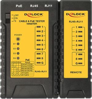 Delock Tester przewodów RJ45 / RJ12 / PoE (86107) 1